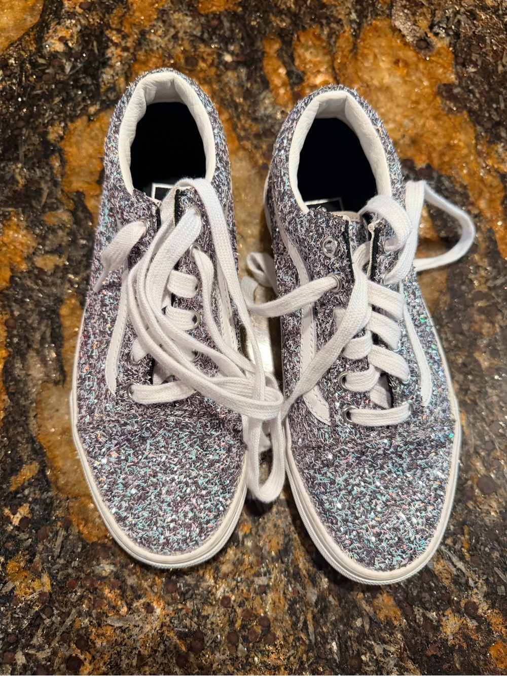 Vans Silver Glitter Low-Top Sneakers